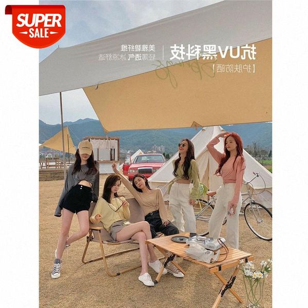 

[sunscreen long sleeve shirt] hanhei technology anti-uv meiyabi round neck shirt trend #5r6r, White