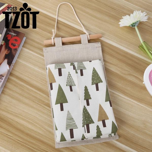 

storage bags waterproof cotton linen organizer hanger bag behind the door wall hanging single pocket for tissue makeup kits -ff
