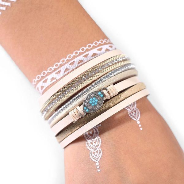 

charm bracelets daxi vintage multilayer friendship leather for women men crystal couple & bangles 2021 statement jewelry, Golden;silver