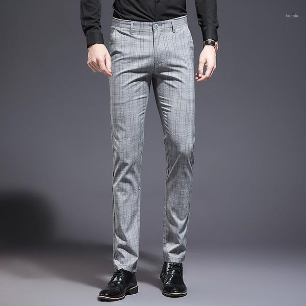 

men's suits & blazers summer stretch plaid dress pants men plus size slim fit business work wedding suit trousers clothing, White;black