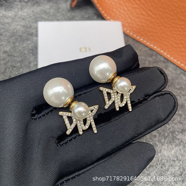 

full of diamond earrings, pearl front and back brass short fairy earrings fine jewelry discount, Golden;silver
