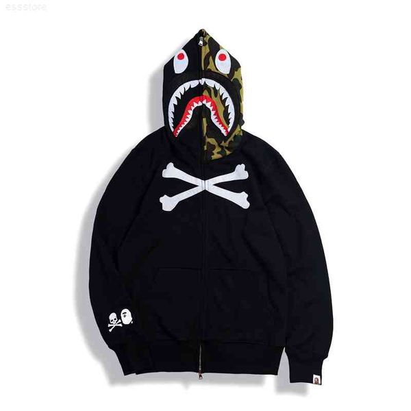 

jerseys hoodies 2021 autumn and winter br skeleton co bred men's women's hooded cardigan shark sweater jacket, Black