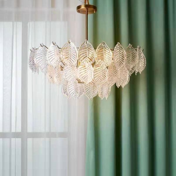 

american style chandelier medieval vintage leaf glass bedroom light luxury living art chandelier
