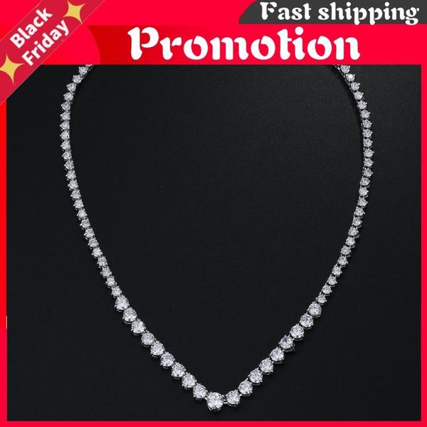 

chains zircons stunning round cz crystal necklaces and luxury bridal party jewelry for wedding, Silver