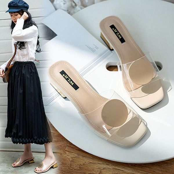 

low heel 3cm summer women slippers fashion ring beach casual large size design outdoor, Black