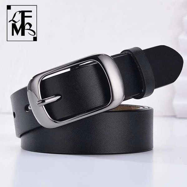 

[lfmb]women's genuine leather fashion retro belt luxury brand ladies metal double buckle new belt with jeans p0817, Black;brown