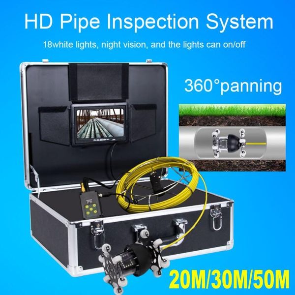 

cameras wp70d 20m 30m 50m fiberglass cable 360 degree rotation camera with dvr 7 inch industrial pipeline endoscope inspection system