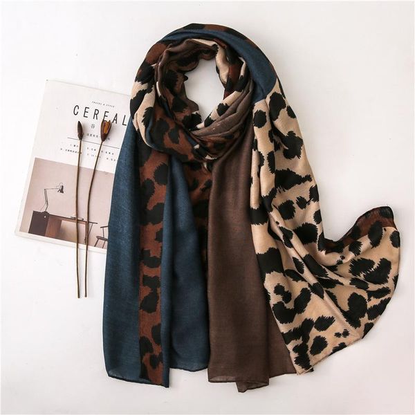 

fashion women leopard print scarf 180*90cm stole thin cotton warm large shawls and wraps foulard femme cachecol scarves, Blue;gray