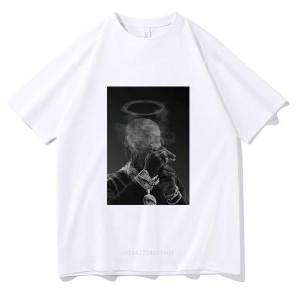 

men's t-shirts smoke t-shirt men rapper hip hop style streetwear casual vintage pattern printing short sleeve tee shirts, White;black