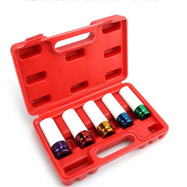 

hand tools 5pcs colorful socket set tire protection sleeve wall deep impact nut high-carbon steel wheel 15m/17mm/19mm/ 21mm/22mm