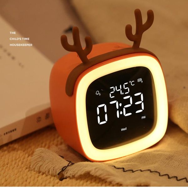 

desk & table clocks cute cartoon digital clock led date temperature electronic multifunction alarm glow zegar home db60sz