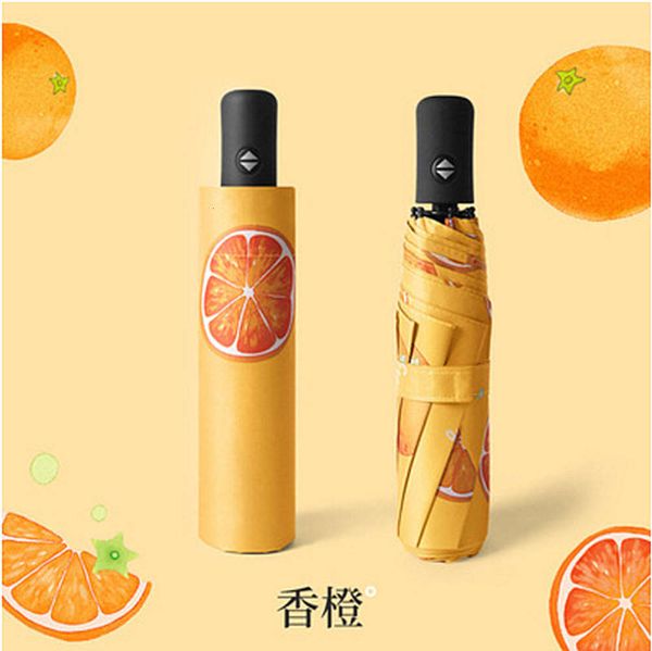 

fashion umbrella, fully automatic black gum folding sunshade and creative fruit