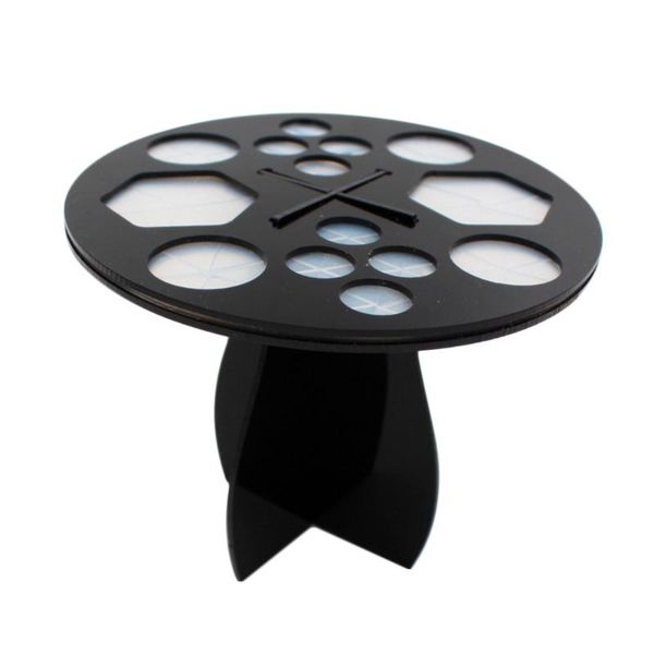 

1pc makeup brush holder round acrylic drying rack storage cosmetics organizer tools (black) eyebrow & stencils