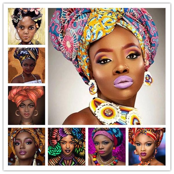

diamond painting full character african woman diy embroidery cross stitch portrait pictures of rhinestones wall art