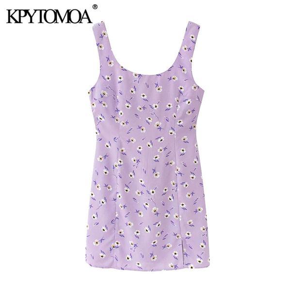 

women chic fashion floral print slit mini dress vintage backless zipper wide straps beach female dresses mujer 210420, Black;gray