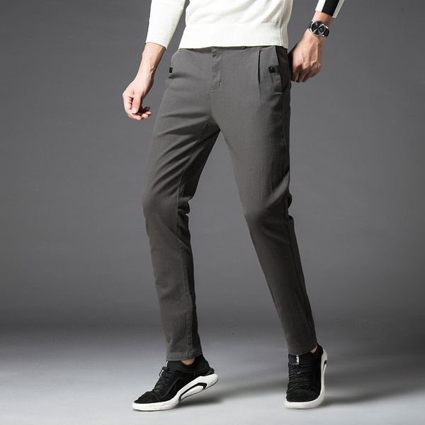 

casual men's pants autumn and winter 2020 korean straight youth elastic trend, Black