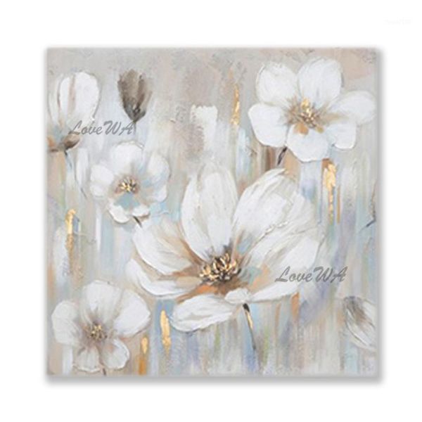 

paintings modern wall art home decorative item hand-painted flowers design oil painting hangings canvas gray colorl panel picture1