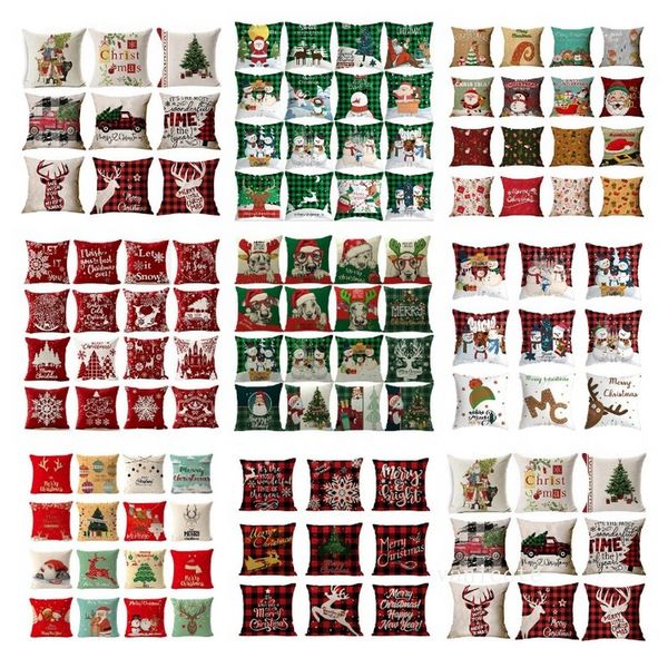 176 Tasarımlar Noel Yastık Kılıfı Noel Baba Noel Ağacı Kardan Adam Yastık Kılıfı Renkli Yastık Kapak Ev Kanepe Araba Dekor T2I52960