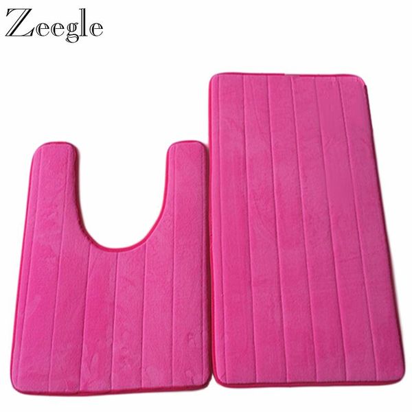 

carpets zeegle 2pcs bath mat solid bathroom carpet absorbent floor mats bathtub non-slip for toilet rug