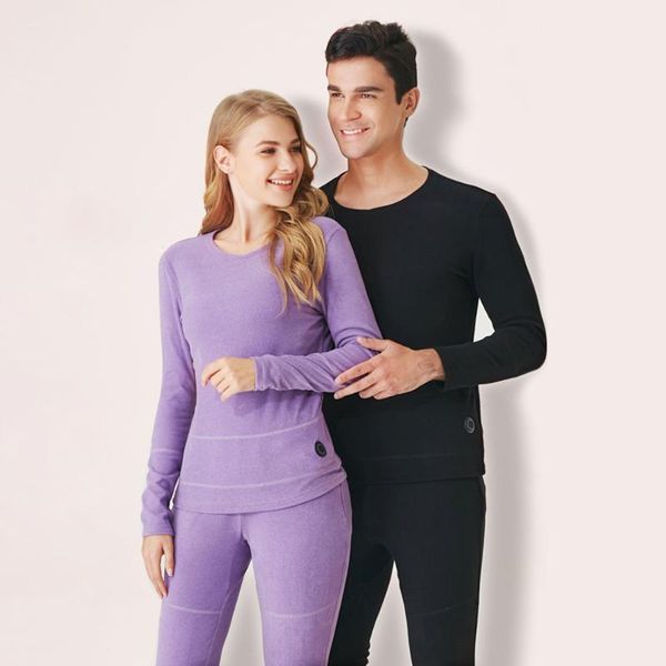 

yoga outfit men/women heated underwear heating shirt washable usb charging electric thermal clothes set with 5 level temperature 2021
