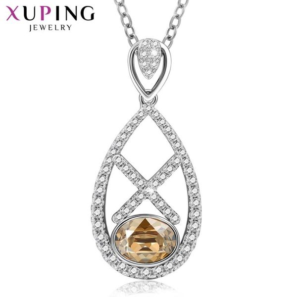 

xuping jewelry fashion classic crystals necklaces with rhodium plated for women girls exquisite gifts 40371 pendant, Silver