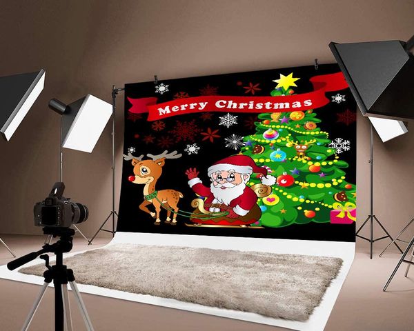 

party decoration milsleep merry chirstmas santa claus background xmas tree printed black backdrops decorations festival backdrop po
