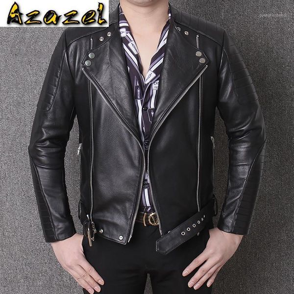 

men's leather & faux name brand man's sheepskin jackets automotive coats oversized biker mens real us style streetwear 3xl a785, Black
