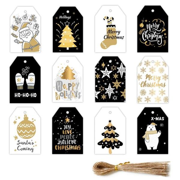 

christmas decorations 48pcs party cards ball xmas decoration kraft paper labels hang tags gift wrapping tag