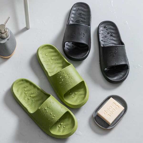 

slippers women indoor eva non-slip corrugated soft bathroom solid home casual shoes woman couple 74p7, Black