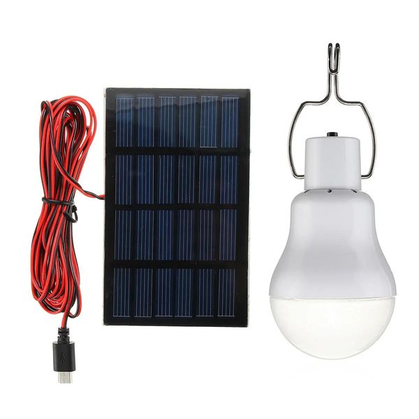 5V 1W Solarpanel-betriebene LED-Lampe, tragbare Outdoor-Campingzelt-Energielampe. Kann den Akku auch mit einem 5-8V-Ladegerät aufladen