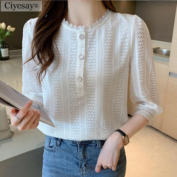 

women's blouses & shirts ciyesay fashion woman 2021 and elegant blouse white shirt camisas de mujer vintage