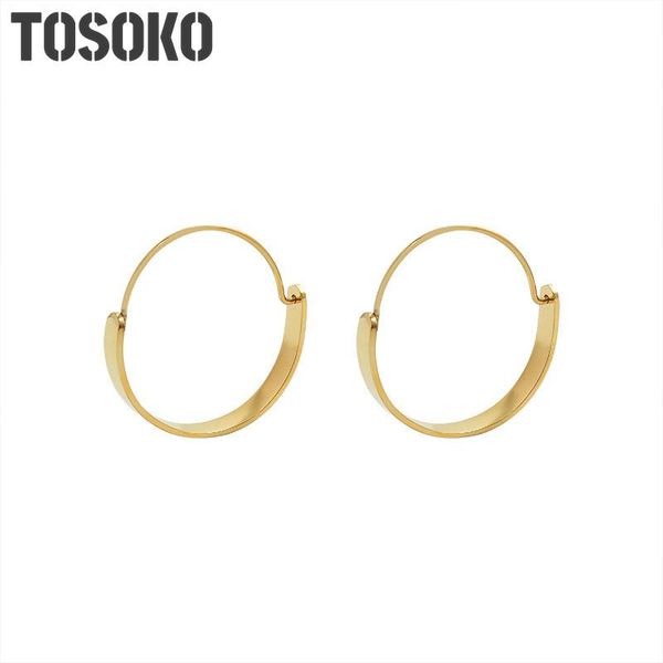 

hoop & huggie tofflo stainless steel jewelry personality buckle plain ring earring simple for women bsf328, Golden;silver