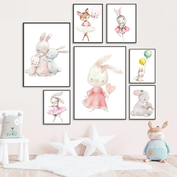 

paintings ballet deer art canvas nursery family posters heart balloon print animals wall pictures baby bedroom decoration