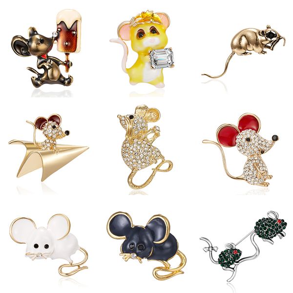 

cute gray white zircon mouse brooches for women gold color alloy brooch pins new year party fashion clothing brooch jewelrydio chan contact