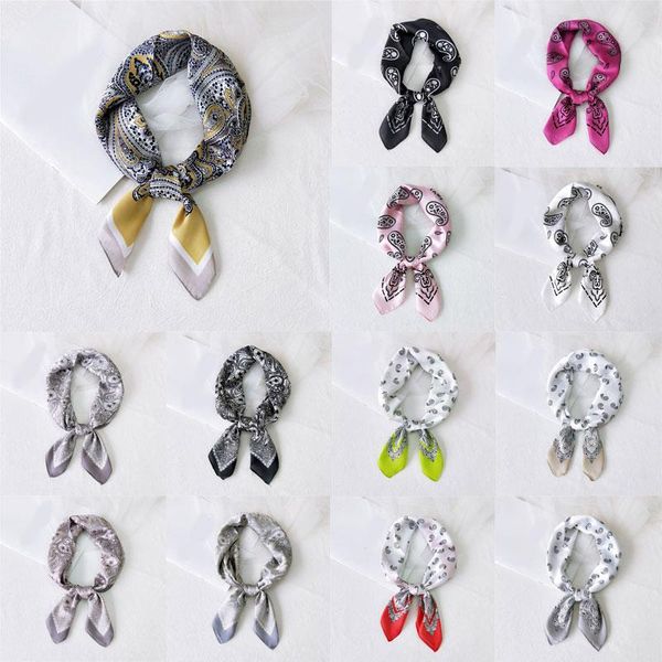 

scarves 1pcs fashion small neck square scarf bandana diy hair tie band cashew print shawl wrap women silk satin, Blue;gray