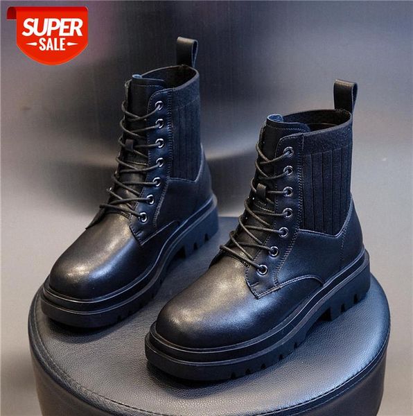 

martin boots women british style thick heel mid-tube short retro casual leather women's shoes trend #8a5i