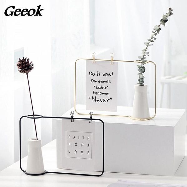 

geometric wire po frame for deskdecorative matte brass picture with a beautiful flower ceramic vase frames