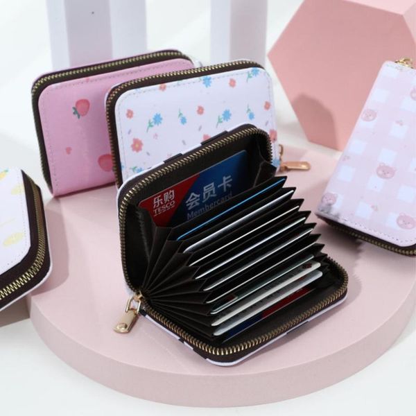 

card holders cartoon multi position women's bag cardholder wallet zero zipper student girl lovely id, Brown;gray