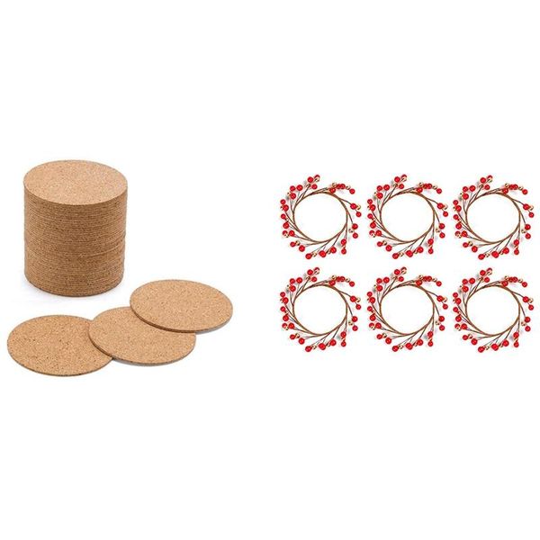 

mats & pads 36 pcs cork drink ,heat resistant cup mug mat 6 candle rings for pillars