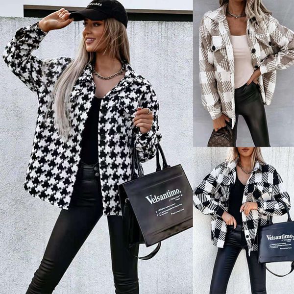 

autumn winter fashion printed coat, Black;brown