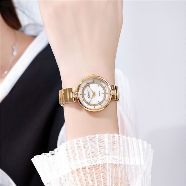 

simple quartz watch women's watch fashion new, Slivery;brown