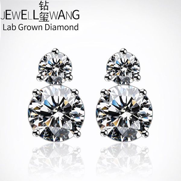 

stud lab grown diamond earrings, Golden;silver