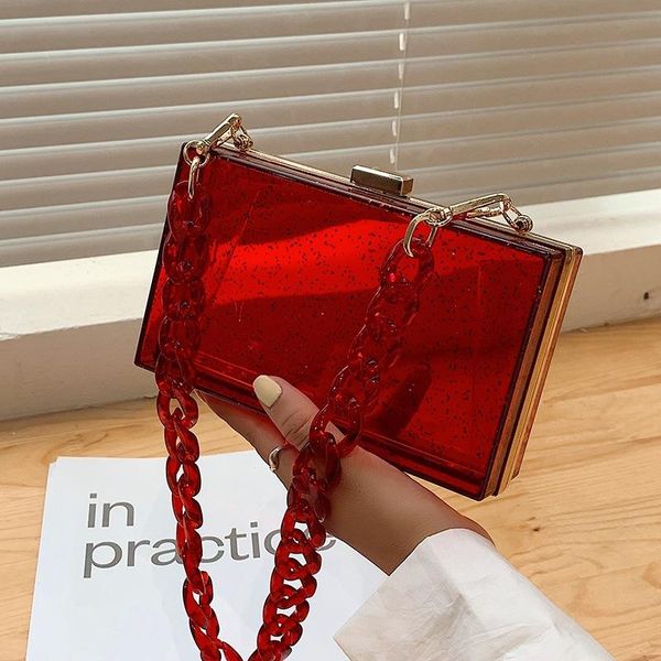 

evening bags fashion acrylic clutch bag for women party shoulder with thick chain 2021 female dinner handbag and purses
