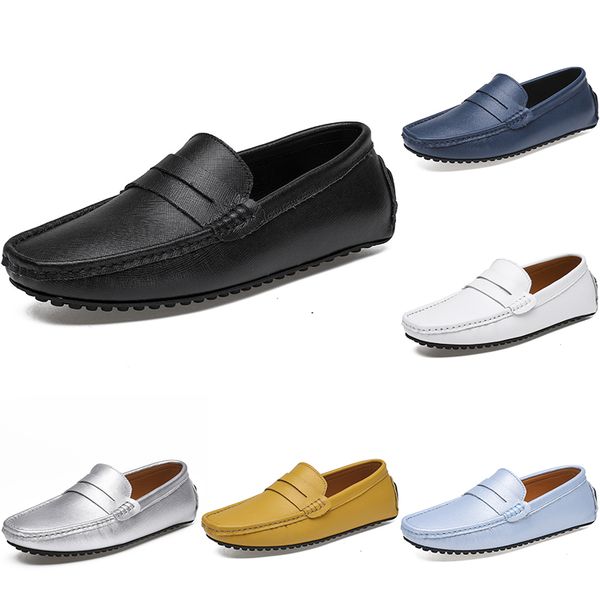 Sapatos de condução ocasional dos homens de couro dos homens macios Moda Moda Negra Negra Branco Azul Prata Amarelo Calçados Cinzentos All-Match Lazy Cross-border 38-46 Color49