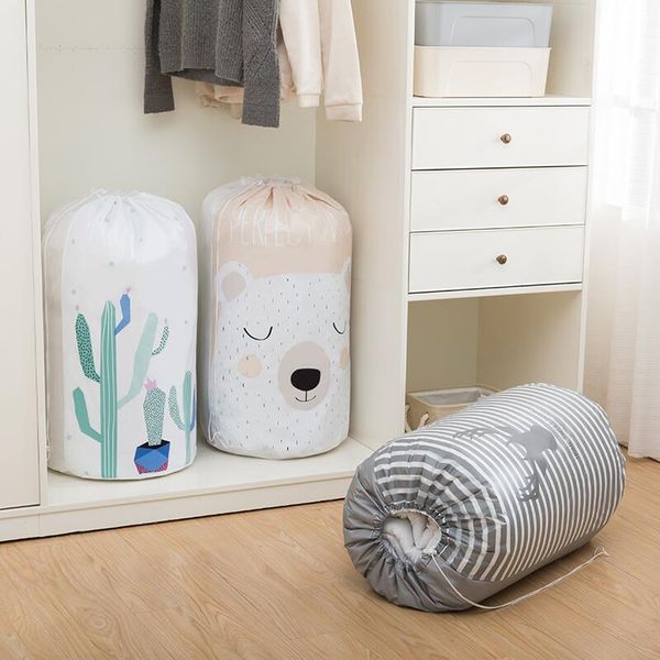 

portable storage bags clothing drawstring pouch pillows blanket bedding organizer closet tools