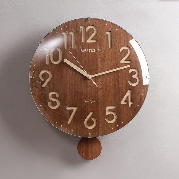 

wall clocks solid wood simple swing clock living room decoration fashion creative retro nordic home watch