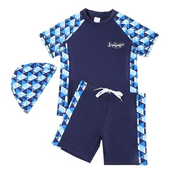 

one-pieces tiaobug boys kids 3pcs swimwear bathing suit letter print short sleeve shirt drawstring trunks shorts rashguard sets, Black