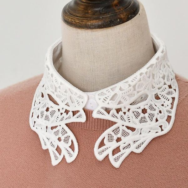 

bow ties 2021 lapel detachable collars for women floral hollow false collar shirt fake half removable decor faux col tie, Black;gray