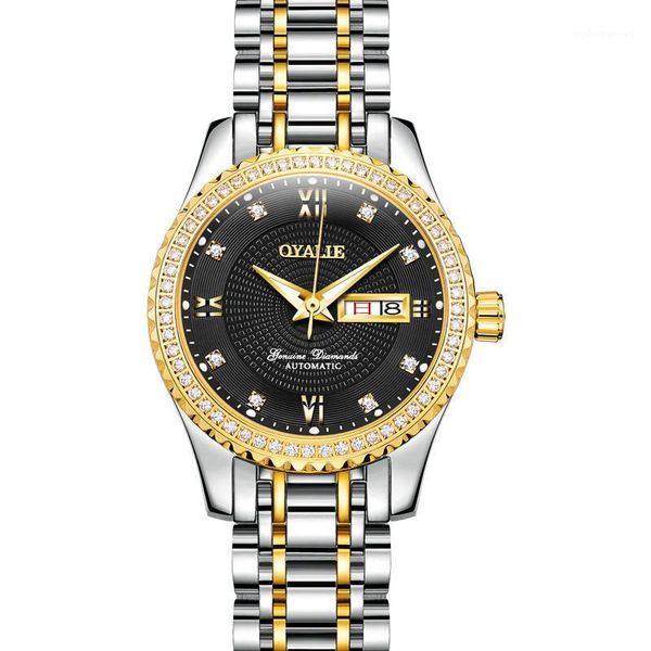 

men luxury mechanical stainless steel waterproof watches brand movement day luminous automatic watch wristwatches, Slivery;brown