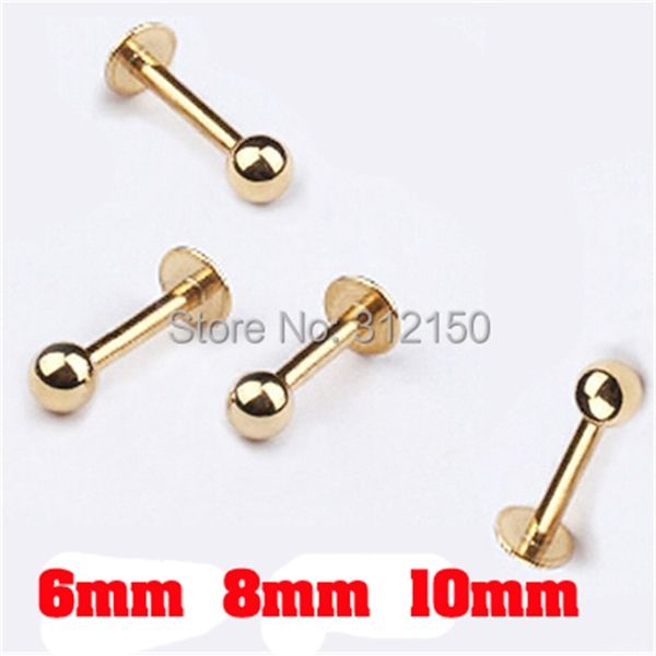 

sayao 50pcs gold ring 16g surgical stainless steel ball labret bar body piercing jewelry lip rings, Silver